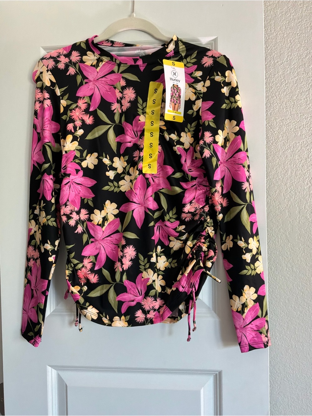 Hurley Black Floral rash guard